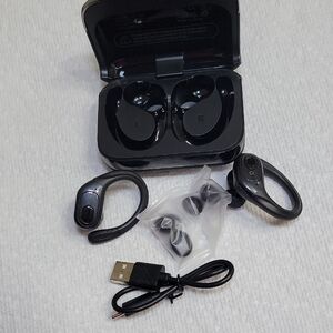 Black Wireless Earbuds with Charging Case
